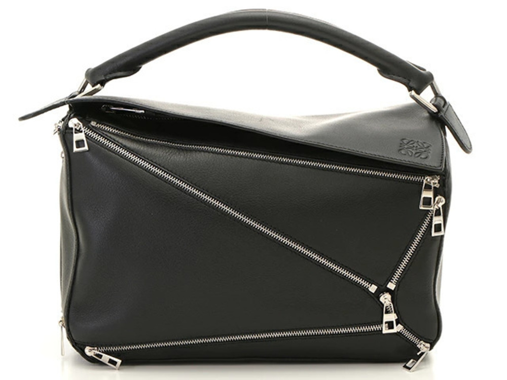 Loewe Puzzle Zip Bag Calfskin Black